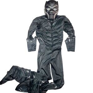 Rubie's Black Panther Kids S 6-8 Deluxe Costume Black Padded One Piece w Mask